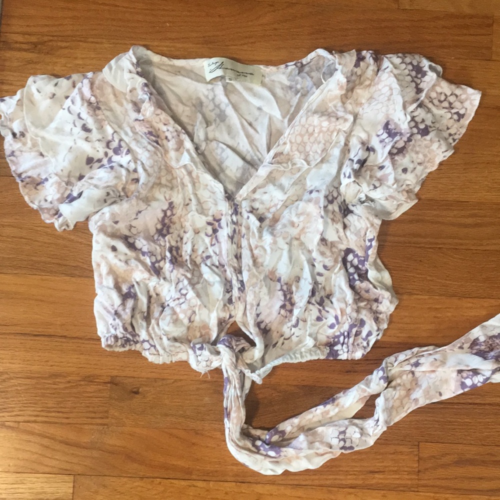 Ruffle Snakeskin Print Vintage Havana Crop Top
